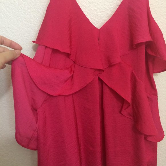Michael Kors Deep Pink Ruffle Tiered Top - Picture 3 of 10